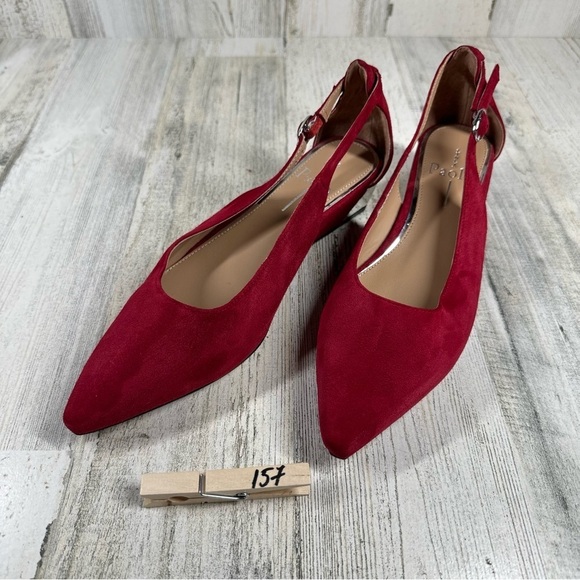 New Linea Paolo Velia Low Wedge Pump Red Suede #157